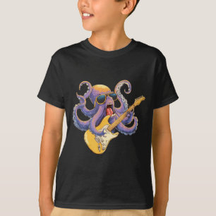 Bespectacled Octopus with Electric Guitar for a T-Shirt