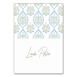Bespoke Blue and Green Floral Wedding Table Number