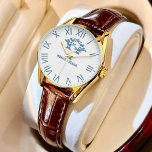 Bespoke Floral Monogram Unique Wedding Keepsake Watch<br><div class="desc">Vintage Floral Monogram White Background Navy Letters Elevate your style with this Vintage Floral Monogram Watch, featuring elegant navy letters on a crisp white background. This timeless timepiece blends classic charm with modern sophistication, making it a perfect personalized gift for couples, weddings, anniversaries, and special occasions. Designed with delicate floral...</div>