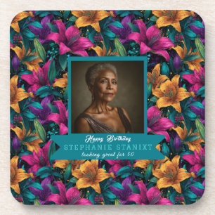Bespoke Lilies Accent Girl’S Birthday Coaster
