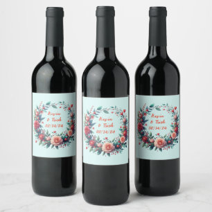 Bespoke Watercolor Wreath: Your Signature Style Wine Label