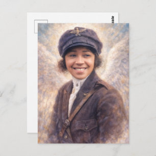 Bessie Coleman Portrait Painting - Angelcore Style Postcard