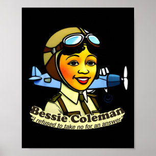 Bessie Coleman With Aeroplane Black History Month Poster