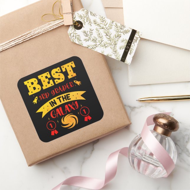BEST 3RD GRADER IN THE GALAXY funny cute           Square Sticker (Gifting)