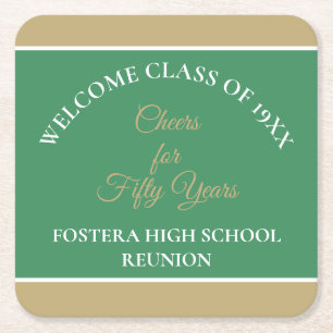 Best 50th Class Reunion party coasters