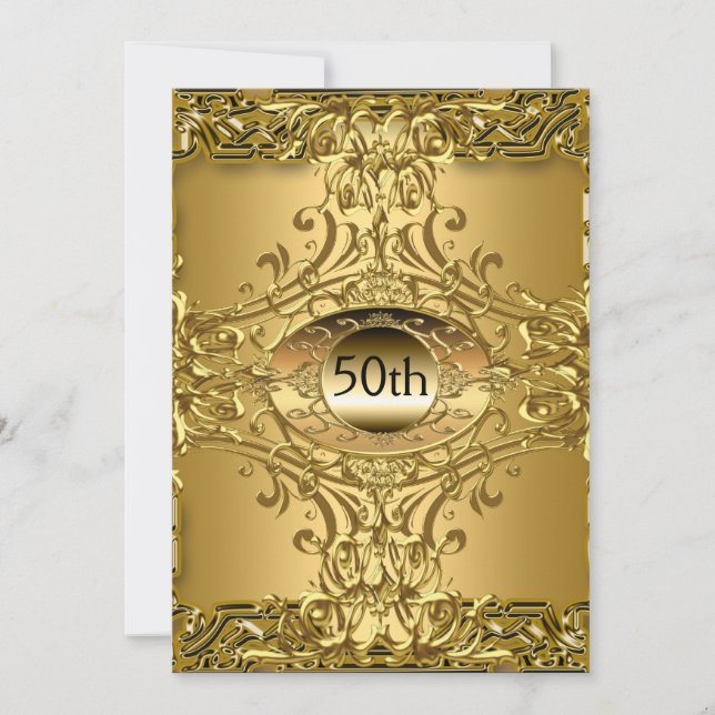 Best 50th Gold Birthday Party Invitation (Front)