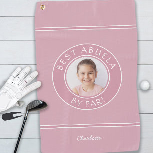 Best Abuela By Par Elegant Golfer Pink Photo Gift Golf Towel