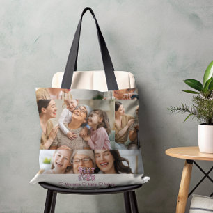 Best Abuela Ever Floral 5 Photo Collage Tote Bag
