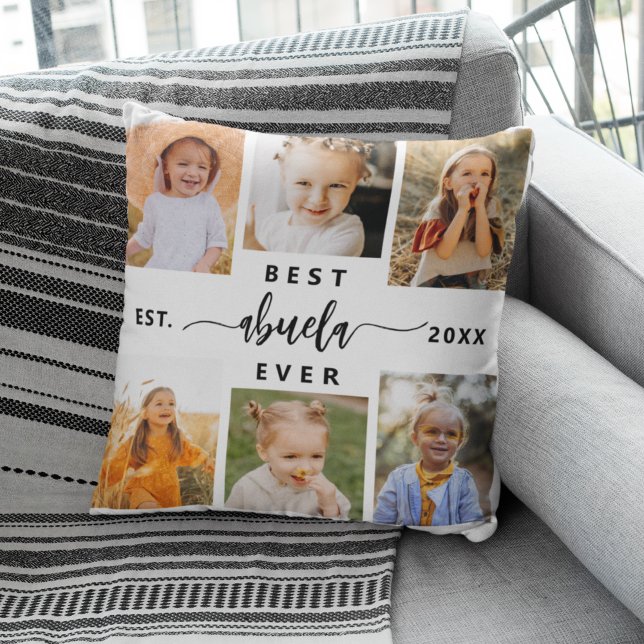 Best Abuela Ever - Grandchildren Photo Collage Cushion (Creator Uploaded)