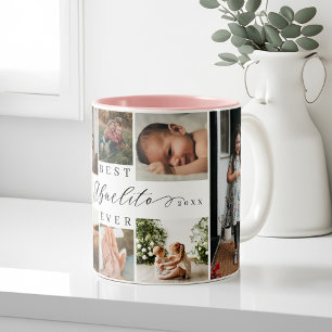 Best Abuelito Ever Elegant Script 8 Photo Collage Two-Tone Coffee Mug