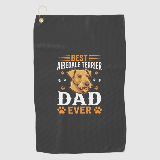 Best Airedale Terrier Dad Ever Dog Lover Golf Towel (Front)
