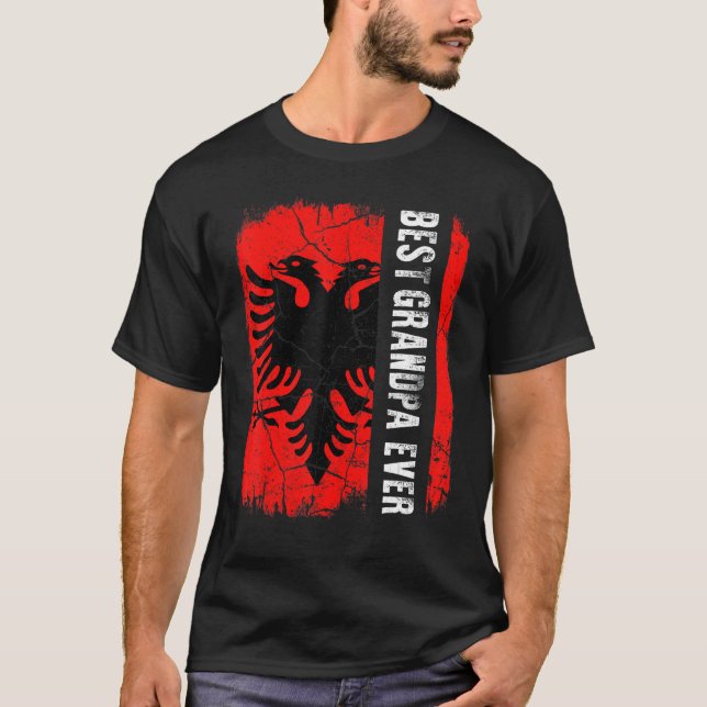 Best Albanian Grandpa Ever Albania Flag Father's D T-Shirt (Front)