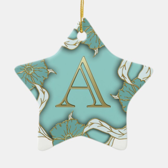 Best Alphabet Letter Initial Monogram Background Ceramic Tree Decoration (Front)