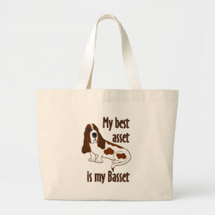 Best Asset Basset Hound Dog Funny Quote Large Tote Bag