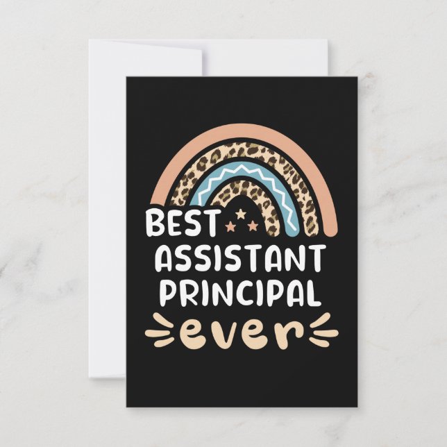 Best Assistant Principal ever Leopard Rainbow Gift Card (Front)