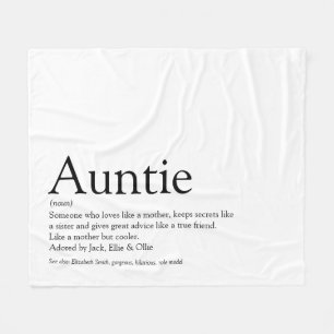 Best Aunt Auntie Definition Black and White Fun Fleece Blanket