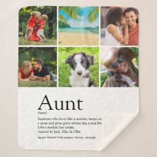 Best Aunt, Auntie Ever Modern 6 Photo Collage Sherpa Blanket