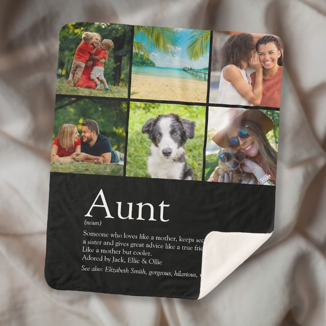Best Aunt Auntie Ever Modern 6 Photo Collage Sherpa Blanket (Creator Uploaded)