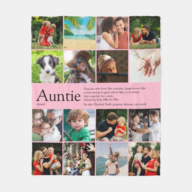 Best Aunt Auntie Ever Pink Definition 16 Photo  Fleece Blanket (Front)