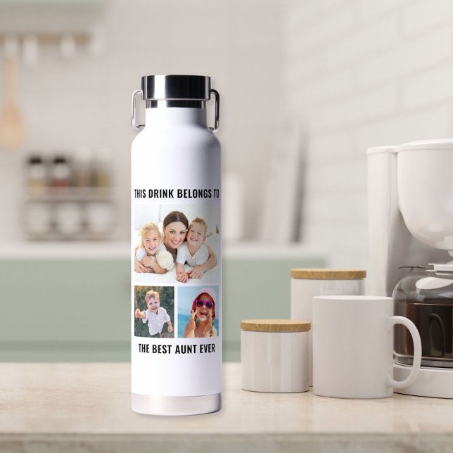 Best Aunt Ever 3 Photo Water Bottle (Creator Uploaded)