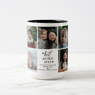 Best Aunt Ever 7-Photo Collage Personal Message Two-Tone Coffee Mug