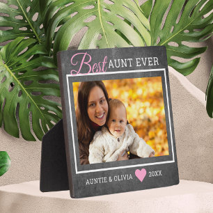 Best Aunt Ever Custom Photo Rustic Chalkboard Plaque