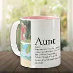 Best Aunt Ever Definition 4 Photo Collage Two-Tone Coffee Mug<br><div class="desc">Personalise the text and 4 photos to create a unique keepsake for your special favourite Aunt or Auntie to create a unique gift. A perfect way to show her how amazing she is every day. Designed by Thisisnotme©</div>