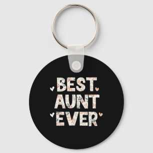 Best Aunt Ever Floral Family Love Hearts Key Ring