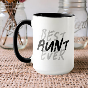 Best Aunt Ever Modern Black and White Grunge Mug