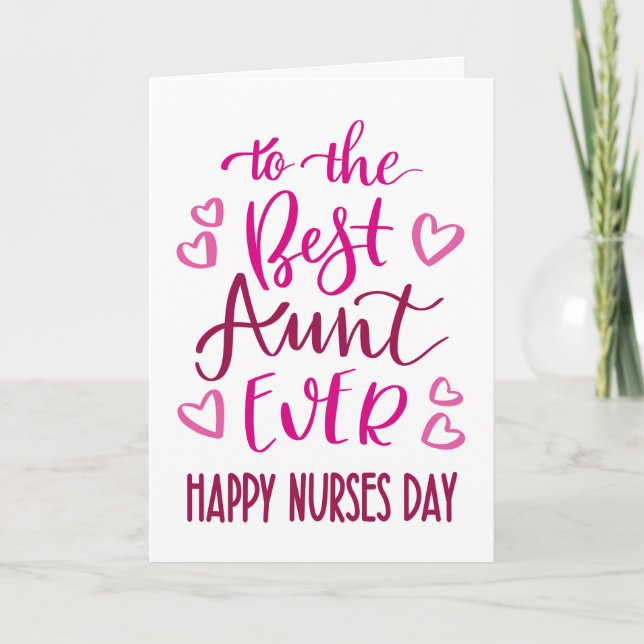 Best Aunt Ever Nurses Day Typography in Pink Card (Front)