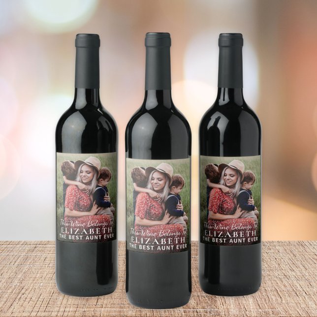 Best Aunt Ever Photo Personalised Wine Label (Creator Uploaded)