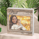 Best Aunt Ever Rustic Wood  Custom Photo  Wooden Box Sign<br><div class="desc">A simple and memorable gift for the new auntie personalised with her favourite photo with niece or nephew.</div>