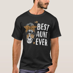 Best Aunt Ever Skull Leopard Auntie Mother's Day T-Shirt