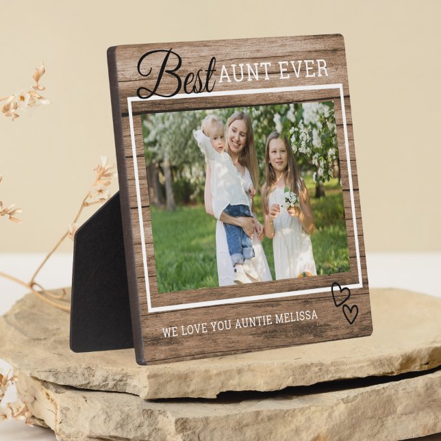 Best Aunt Ever We Love You Rustic Wood Photo  Plaque (Best Aunt Ever We Love You Rustic Wood Photo Plaque)