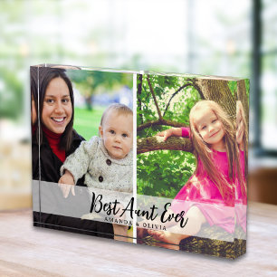 Best Aunt Forever 2 Picture Collage Auntie Gift Photo Block