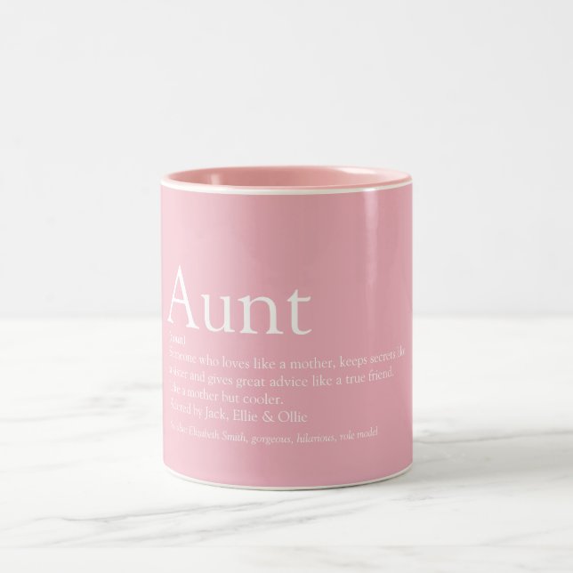 Best Aunt Fun Pink Definition Quote Two-Tone Coffee Mug (Center)