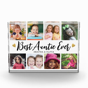 Best Auntie Ever 8 Picture Collage Heart Keepsake Photo Block
