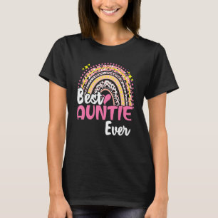 Best Auntie Ever Funny Pink Leopard Rainbow Mother T-Shirt