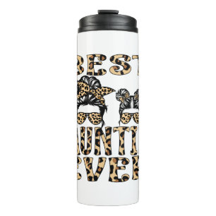 Best Auntie Ever Leopard Plaid Mother's Day Thermal Tumbler