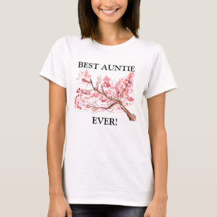 Best Auntie Ever Pink cherry blossom watercolor T-Shirt