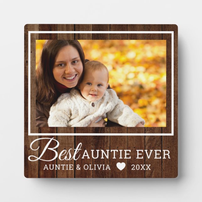 Best Auntie Ever Rustic Pallet Wood One Photo Plaque (Front)