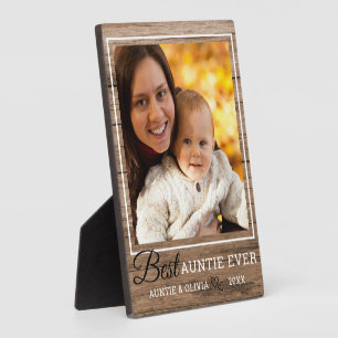 Best Auntie Ever Rustic Wood  Photo 5" X 7"   Plaque