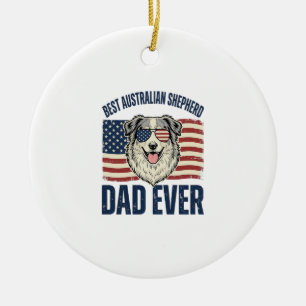 Best Australian Shepherd Dad Ever Patriotic Ceramic Tree Decoration