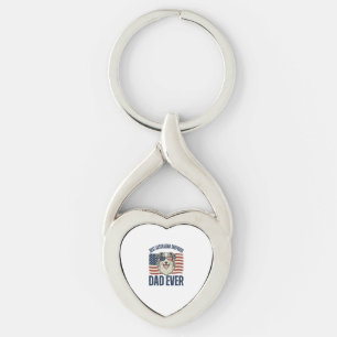 Best Australian Shepherd Dad Ever Patriotic Key Ring