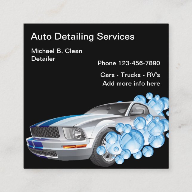 Best Auto Detailing Square Business Card (Front)