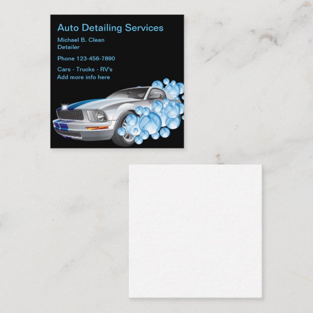 Best Auto Detailing Square Business Card (Front/Back)