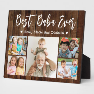 Best Baba Ever 5 Grandkids Photo Collage Wood Plaque