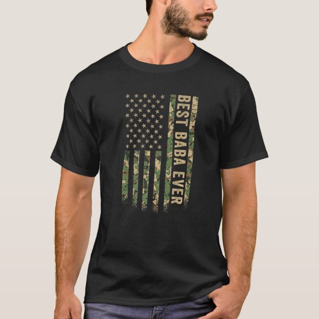 Best Baba Ever American Flag Camo Veteran Patrioti T-Shirt (Front)