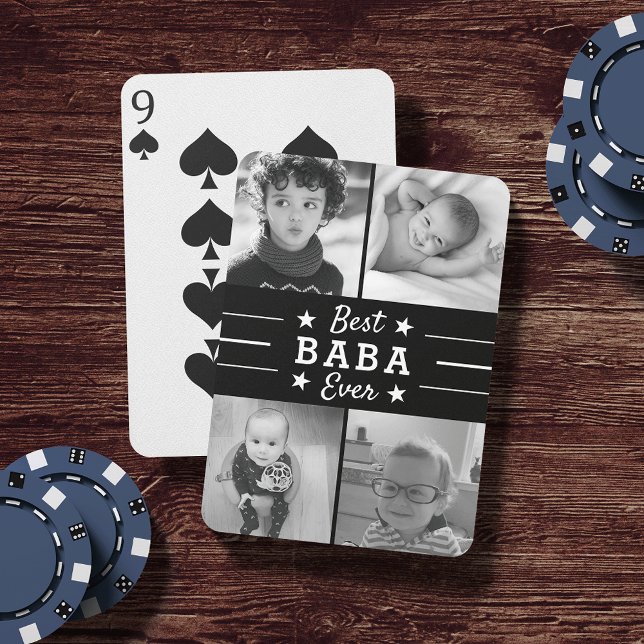 Best Baba Ever | Grandchildren Photo Collage Playing Cards (Creator Uploaded)