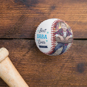 Best Baba Ever   Grandpa Father's Day Photo Baseball